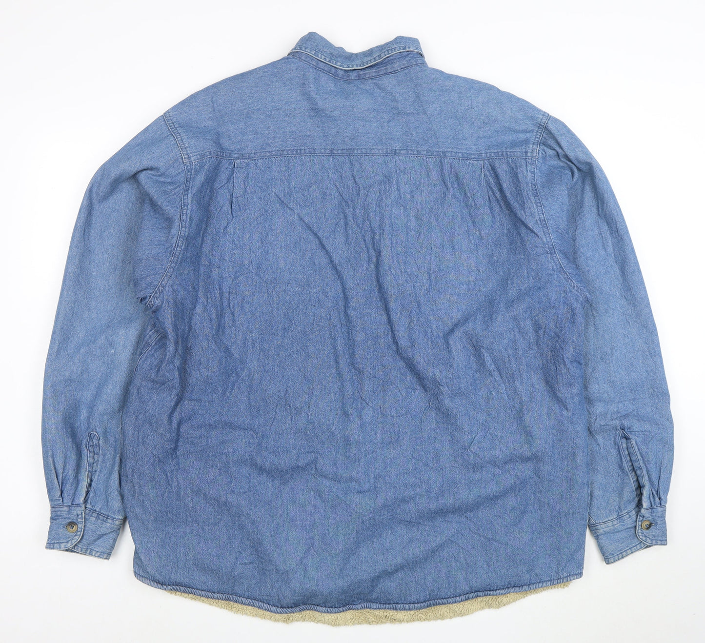 Wrangler Men Blue Denim Sherpa Lined Cotton Jacket XL