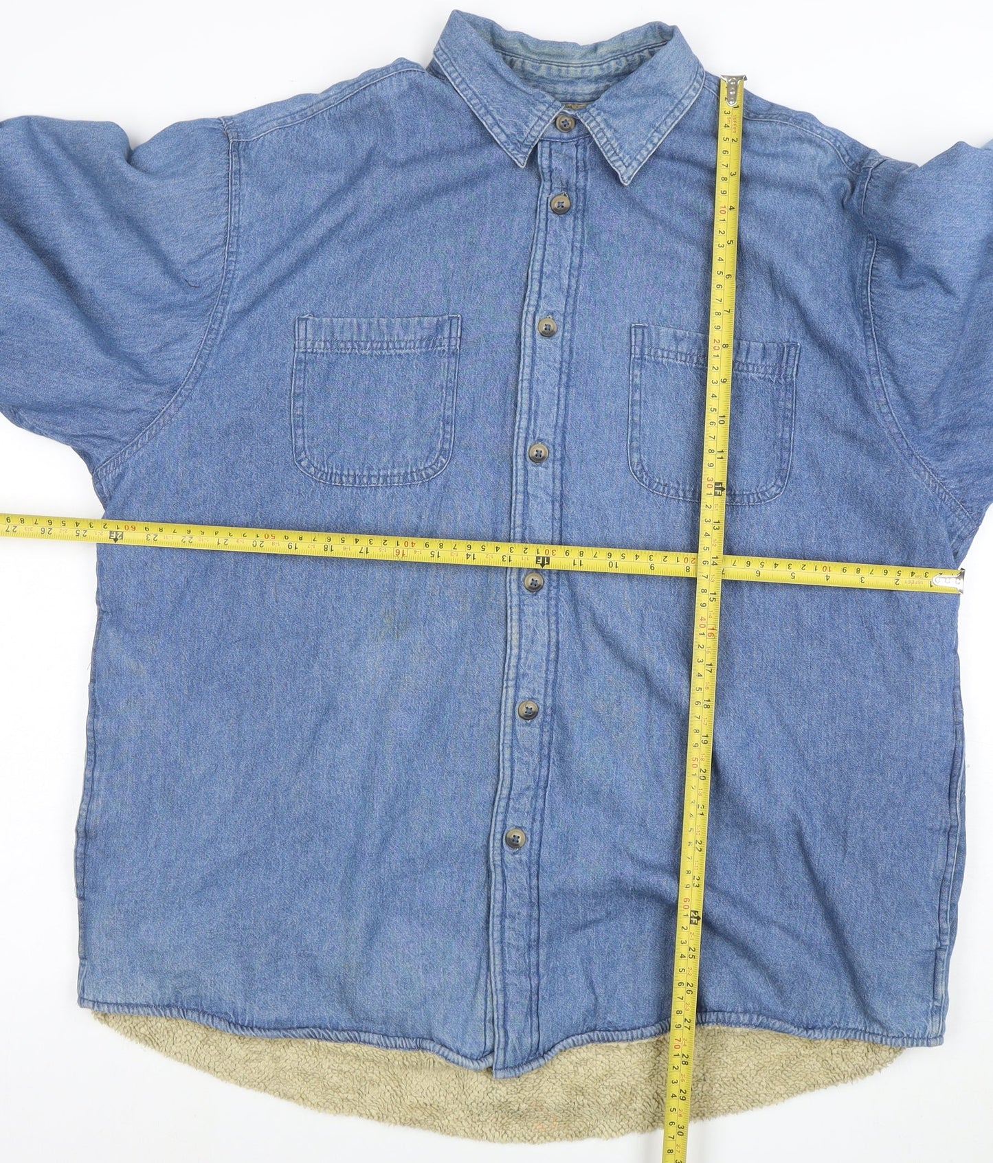 Wrangler Men Blue Denim Sherpa Lined Cotton Jacket XL