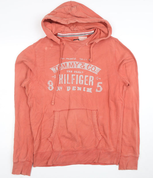 Tommy Hilfiger Men's Orange Graphic Pullover Hoodie Size L