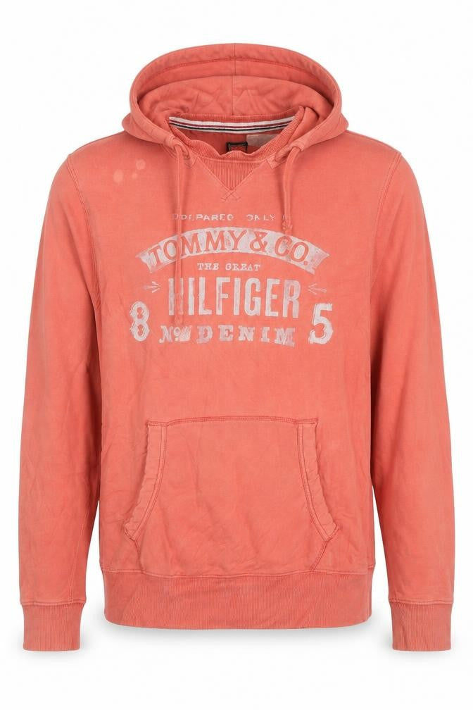 Tommy Hilfiger Men's Orange Graphic Pullover Hoodie Size L