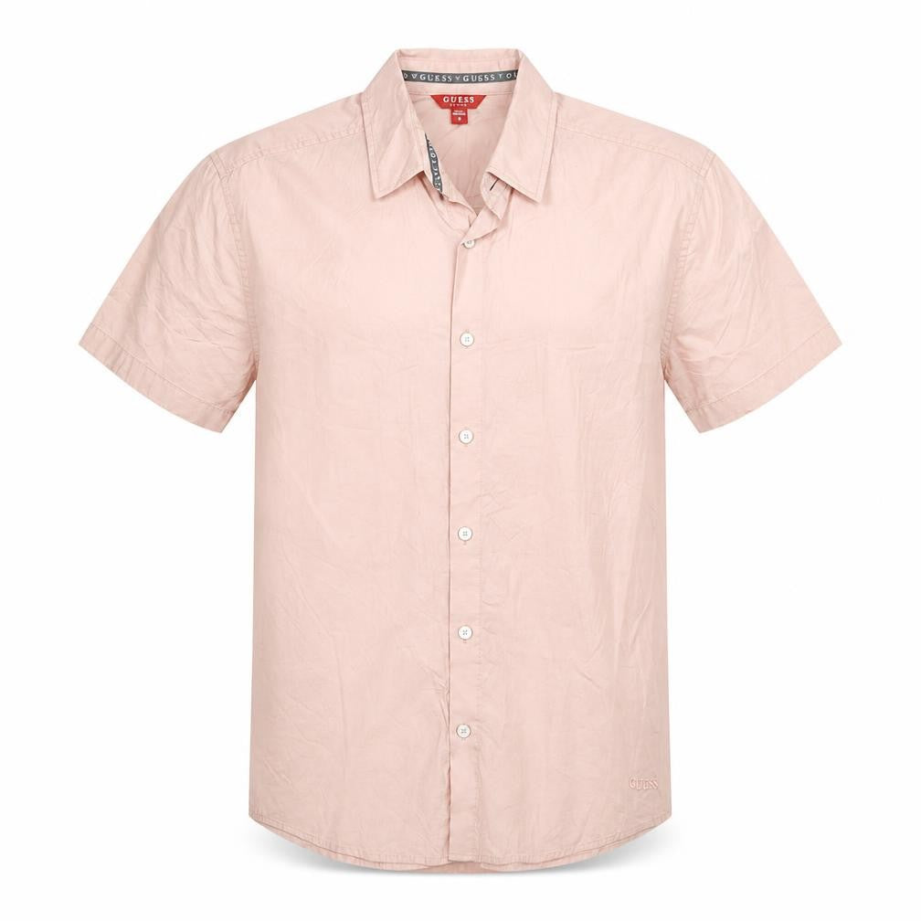 Guess Men Pink Short Sleeve Regular Fit Button-Up Shirt Size M