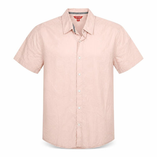 Guess Men Pink Short Sleeve Regular Fit Button-Up Shirt Size M