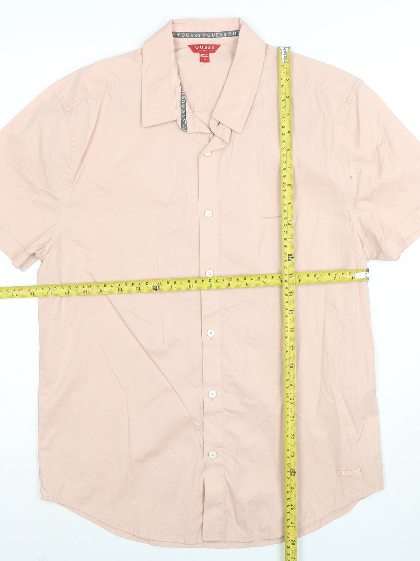 Guess Men Pink Short Sleeve Regular Fit Button-Up Shirt Size M
