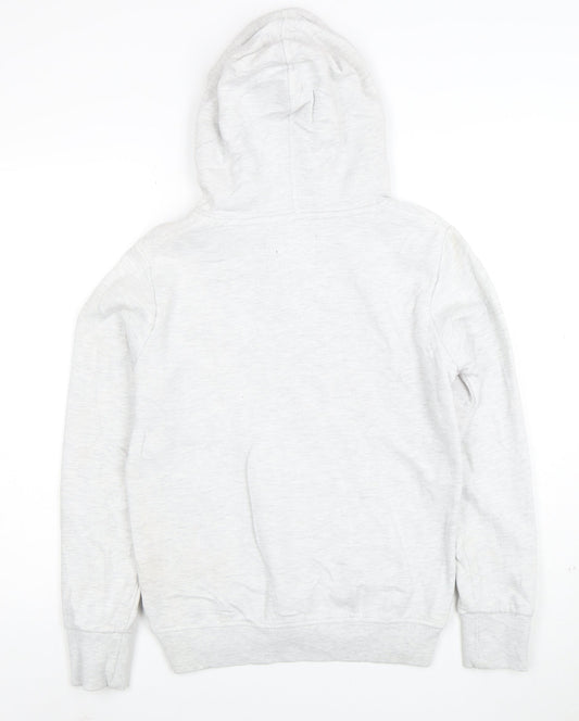 Superdry Womens Grey Pink Pullover Hoodie Size 10 Cotton Blend