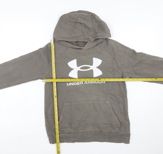Under Armour Boys Khaki Pullover Hoodie YLG 13-14 Years Cotton Blend