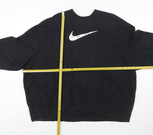 Nike Womens Black XL Pullover Crew Neck Sweatshirt Dri-FIT Cotton Blend