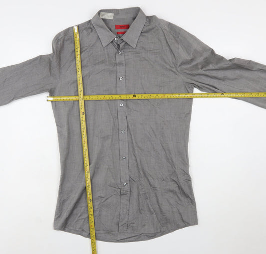 Hugo Boss Men's Grey Slim Fit Long Sleeve Button-Up Shirt L