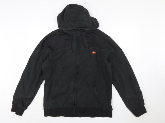 Ellesse Men Black Full Zip Hoodie Fleece Jacket Size L
