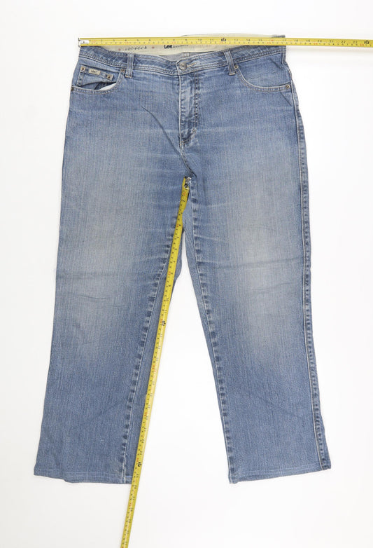 Lee Women Blue 14 Regular Straight Comfort Waist Denim Jeans