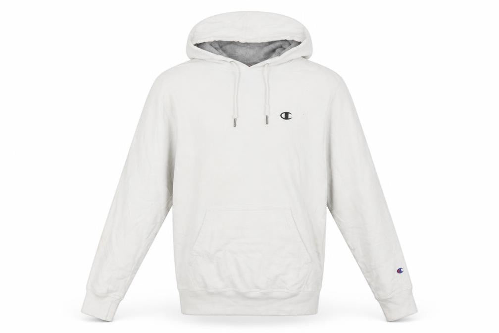 Champion Men’s White Pullover Hoodie Small Fleece Logo Athleticwear