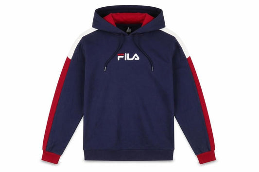 FILA Men Blue Pullover Hoodie Small Logo Sports Fleece Sweatshirt