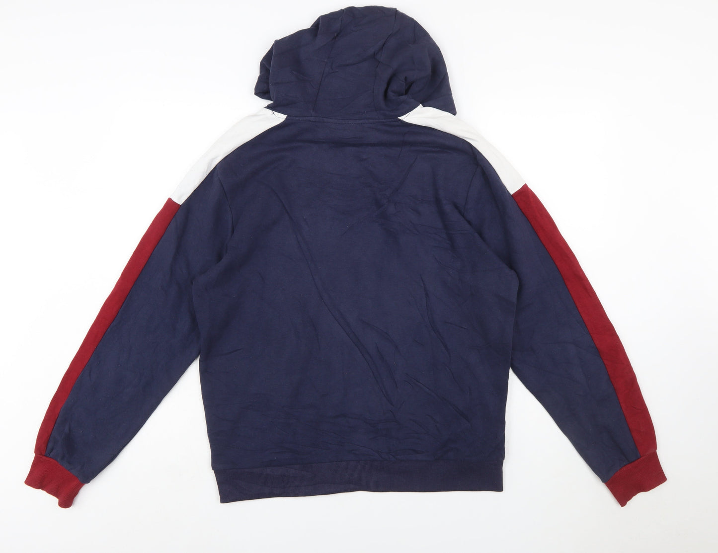 FILA Men Blue Pullover Hoodie Small Logo Sports Fleece Sweatshirt
