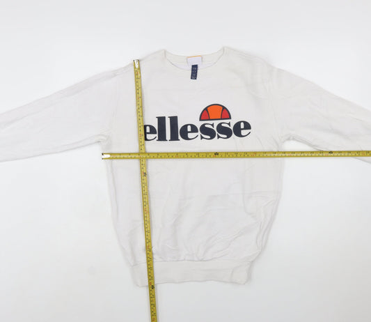 Ellesse Womens White Logo Crew Neck Sweatshirt UK 6