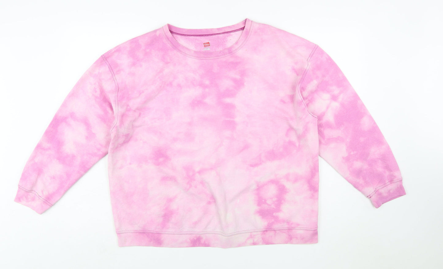 Hanes Women Pink Tie Dye Pullover Sweatshirt XL Cotton Casual