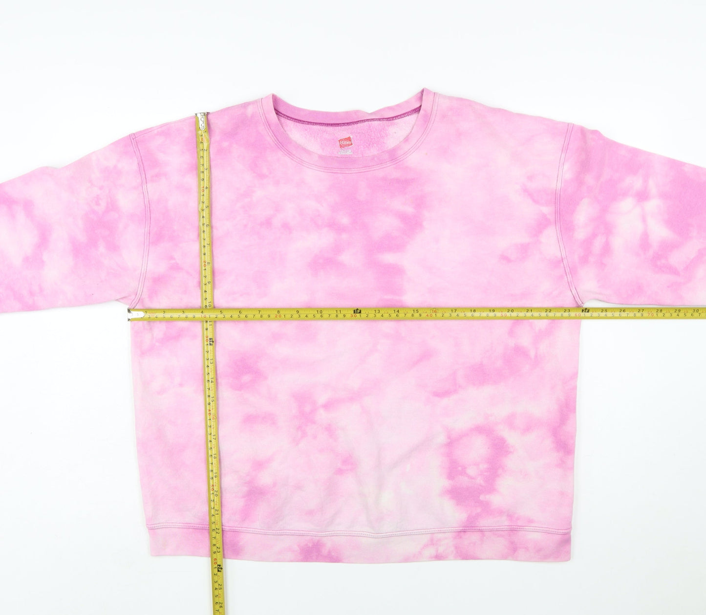 Hanes Women Pink Tie Dye Pullover Sweatshirt XL Cotton Casual