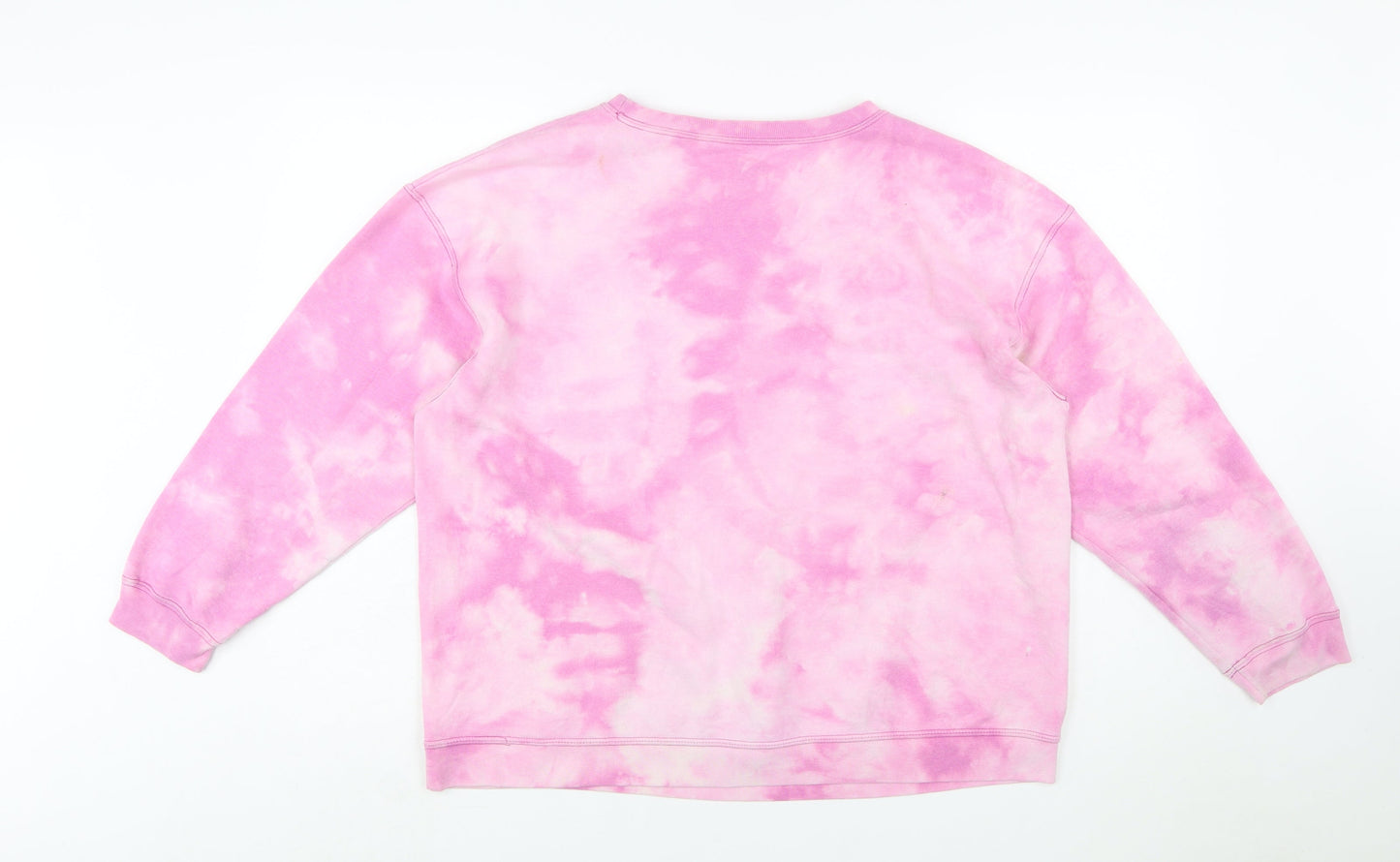 Hanes Women Pink Tie Dye Pullover Sweatshirt XL Cotton Casual