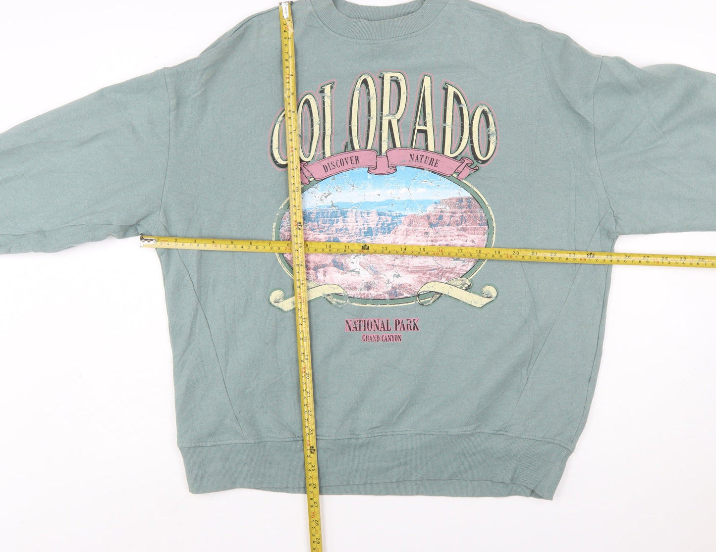 Primark Women’s Green Colorado Graphic Pullover Sweatshirt Size S 10-12