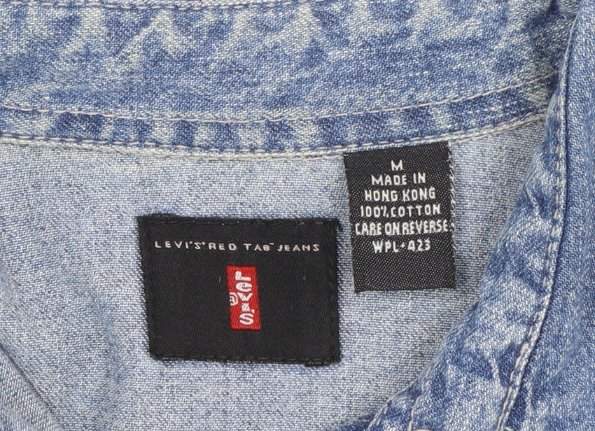 Levi's Women's Blue Denim Button-Up Shirt M Long Sleeve Vintage