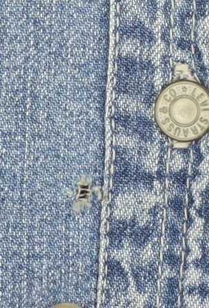 Levi's Women's Blue Denim Button-Up Shirt M Long Sleeve Vintage