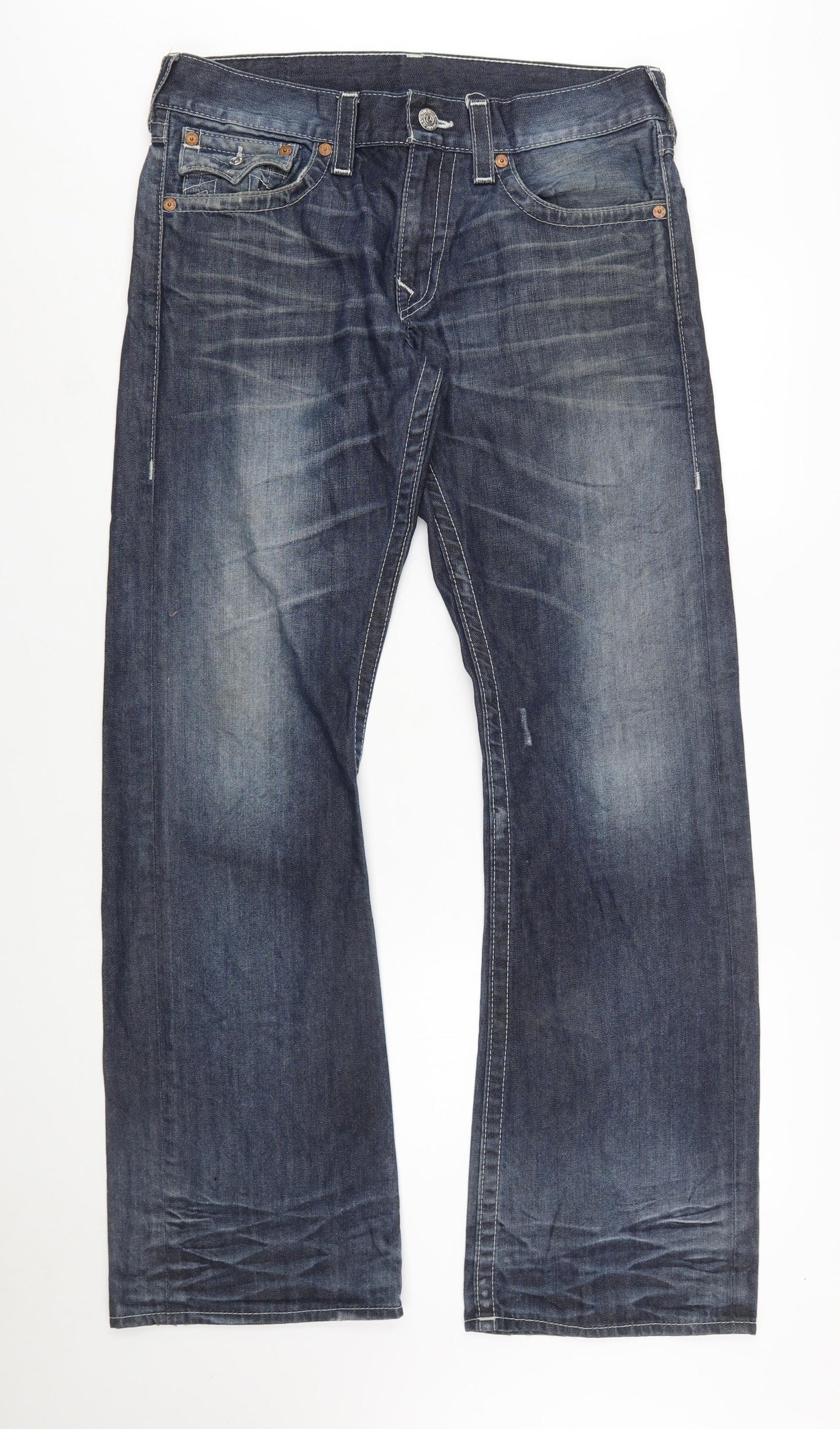 True Religion Men's Blue Bootcut Jeans Size 33 Regular Denim