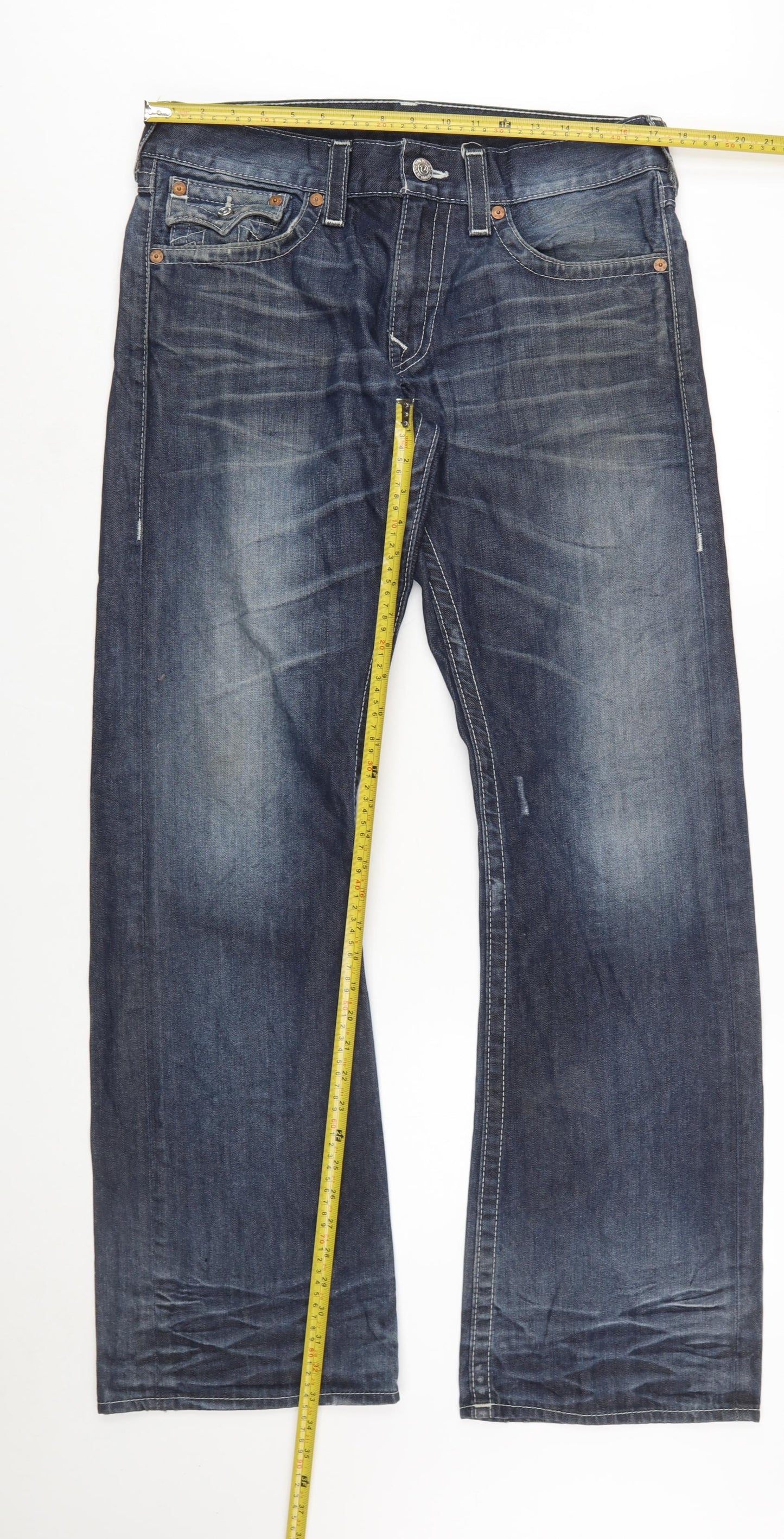 True Religion Men's Blue Bootcut Jeans Size 33 Regular Denim