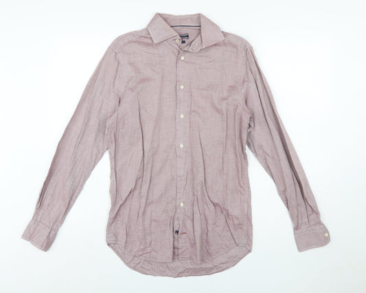 Tommy Hilfiger Men Red Slim Fit Cotton Long Sleeve Button-Up Shirt Size 15