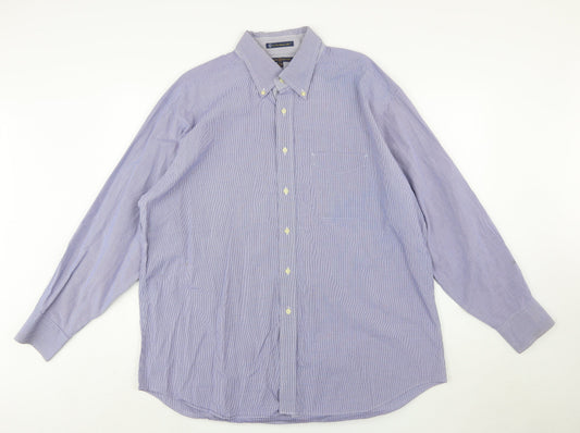 Tommy Hilfiger Men's Blue Check Button-Down XL Cotton Shirt