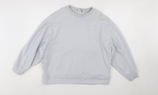 Adidas Women Grey Cotton Crew Neck Sweatshirt Size 12