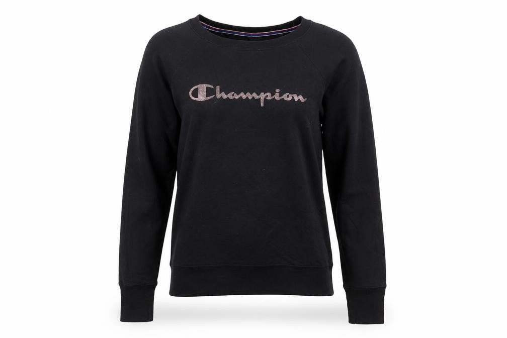 Champion Women's Black Small Pullover Sweatshirt with Logo Detail