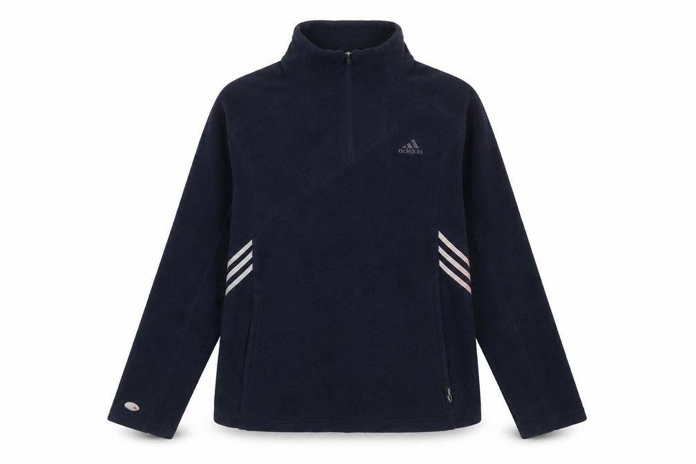 Adidas Women's Navy Fleece Pullover Sweatshirt UK 14 with 1/4 Zip