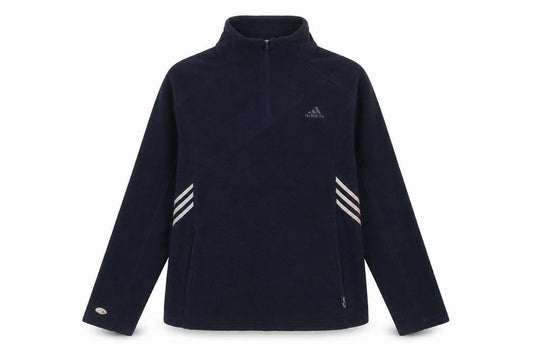 Adidas Women's Navy Fleece Pullover Sweatshirt UK 14 with 1/4 Zip