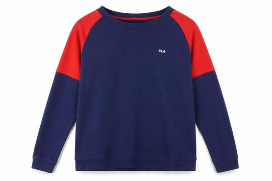 Fila Womens Navy & Red Raglan Sweatshirt Size L Cotton Blend