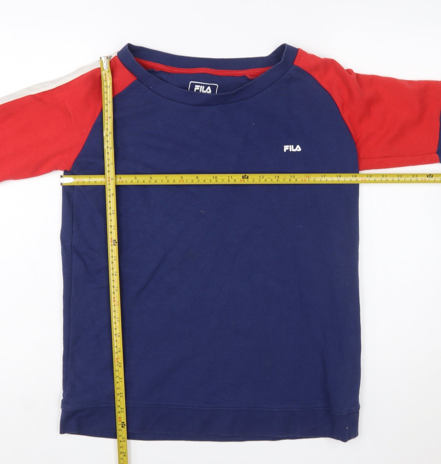 Fila Womens Navy & Red Raglan Sweatshirt Size L Cotton Blend