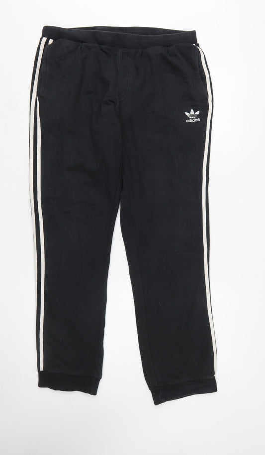 Adidas Men's Black Jogger Trousers M Retro Stripe Casual