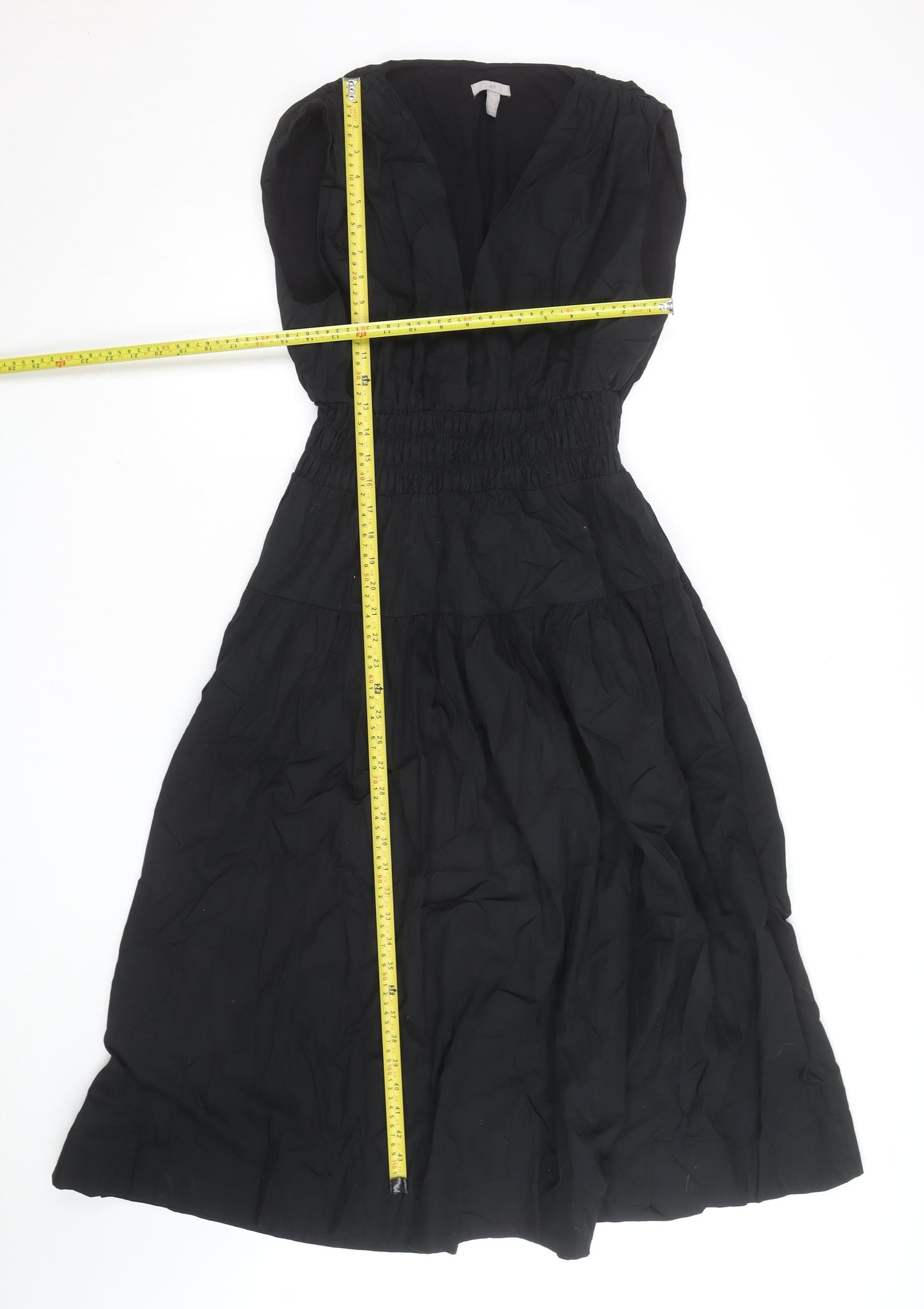 H&M Women Black Sleeveless Midi A-Line Dress Size S