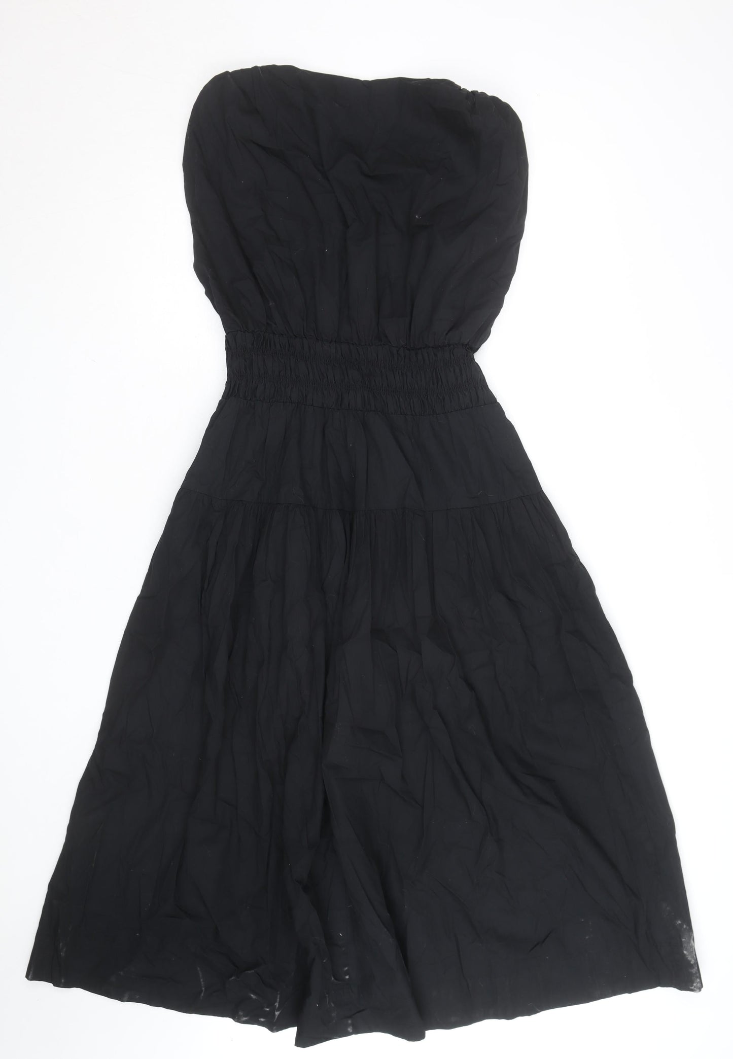 H&M Women Black Sleeveless Midi A-Line Dress Size S