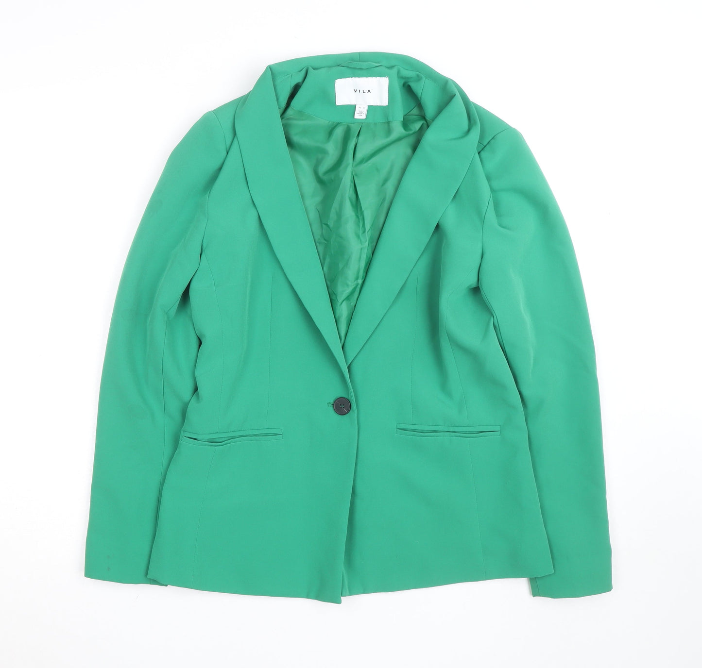 Vila Womens Green Blazer Jacket Size 8 Single Breasted Lined