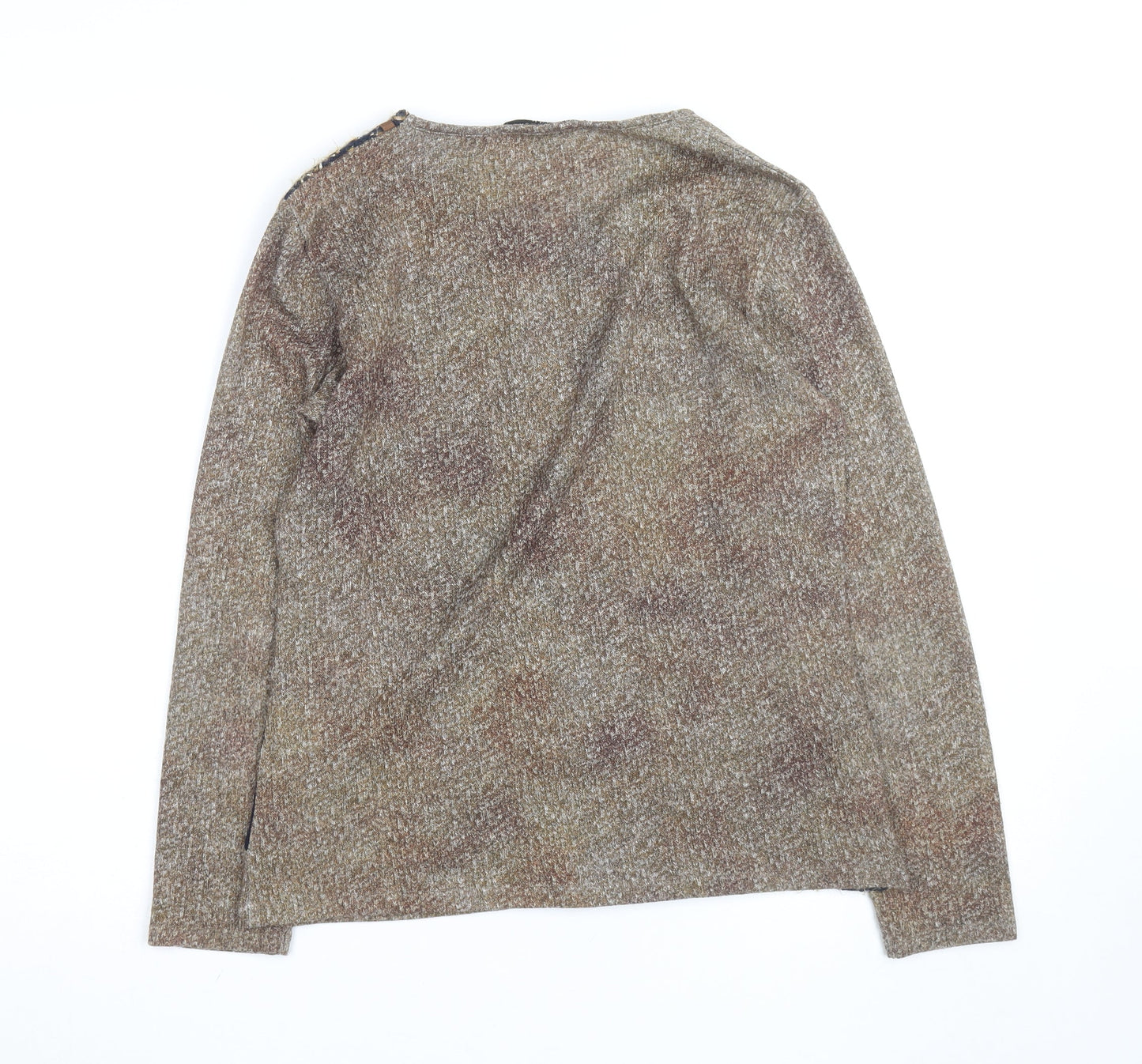 Kalisson Women's Brown Art Print Long Sleeve Pullover Jumper Size M