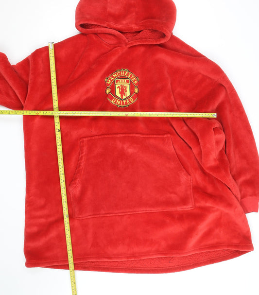 Manchester United Men's Red Fleece Hooded Robe S-M
