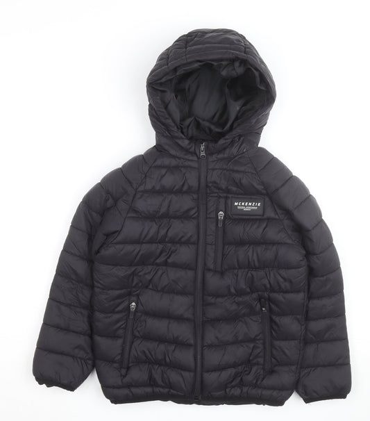 McKenzie Boys Black Hooded Puffer Jacket 9-10 Years Winter Insulated Coat