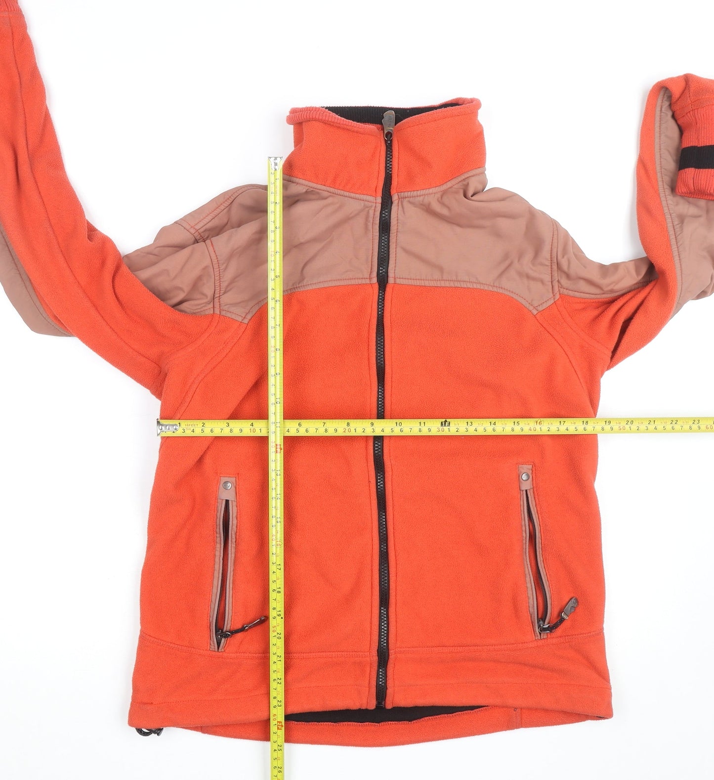 Falcon Men's Orange & Brown Fleece Windbreaker Jacket Size M