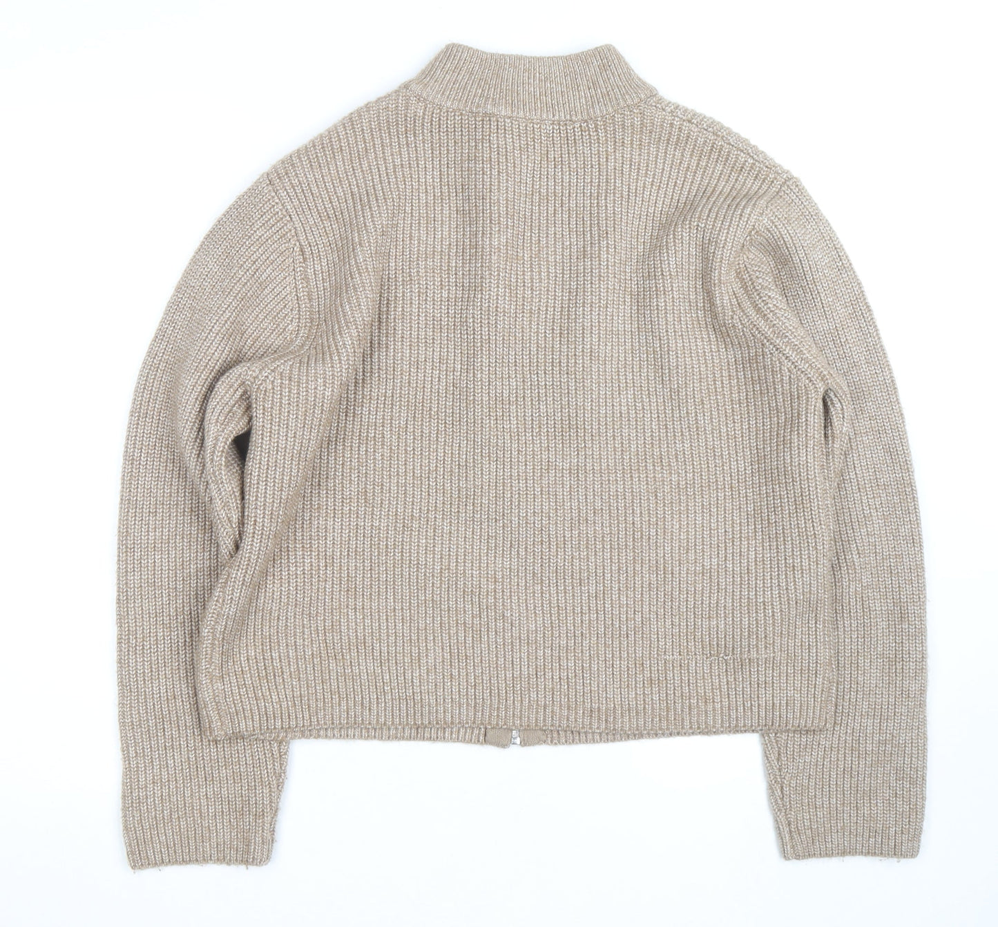 Marks and Spencer Womens Beige Full Zip Wool Blend Jumper L