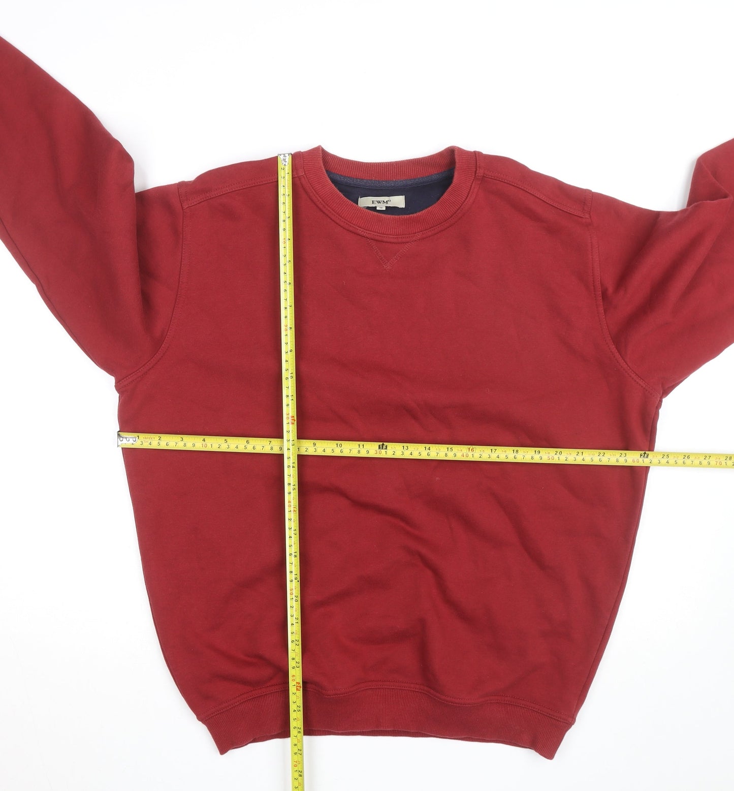 EWM Men's Red Crew Neck Cotton Blend Pullover Sweatshirt M