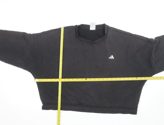 Adidas Womens Black Crop Pullover Sweatshirt Size M Relaxed Fit