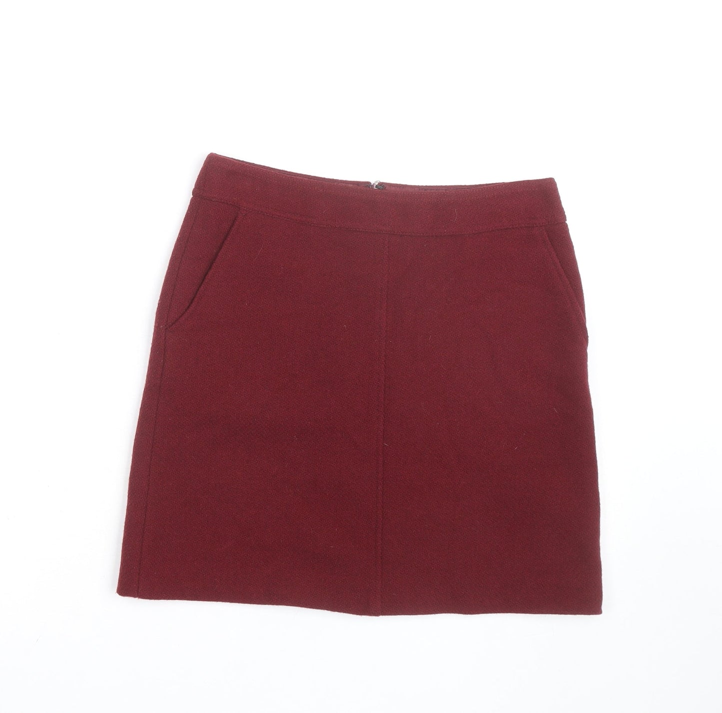 Jigsaw Women Red Wool Short Pencil Skirt Size 8