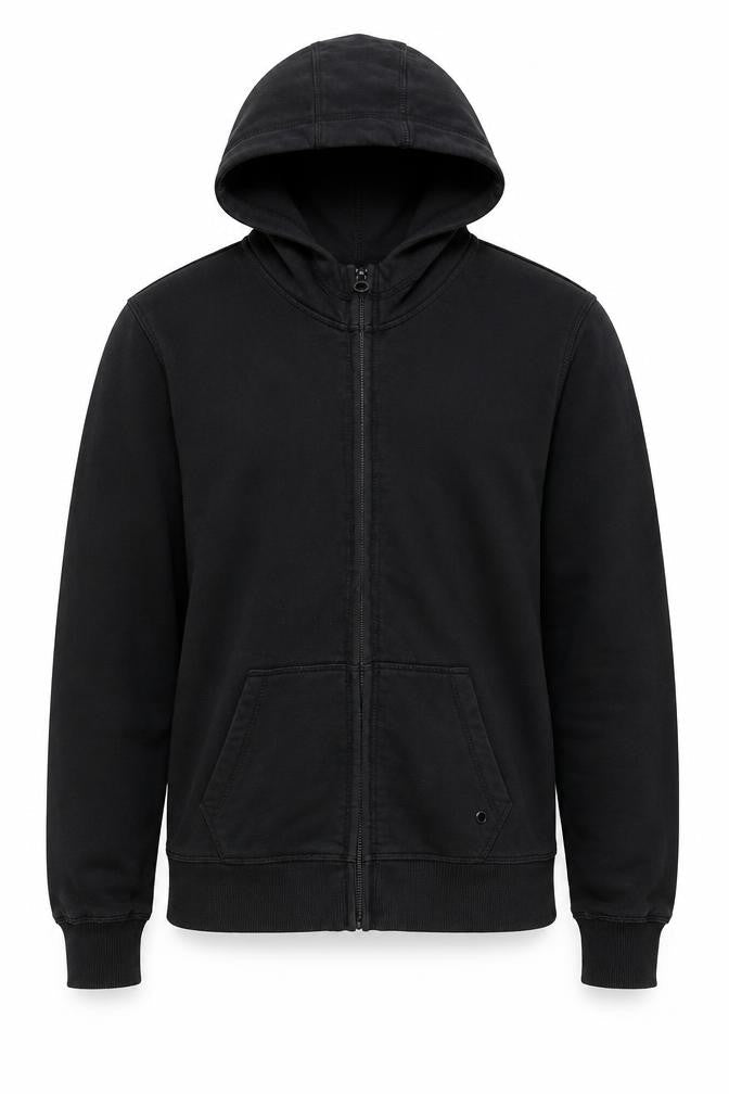 H&M Men Black Full Zip Fleece Hoodie Size M Regular Fit
