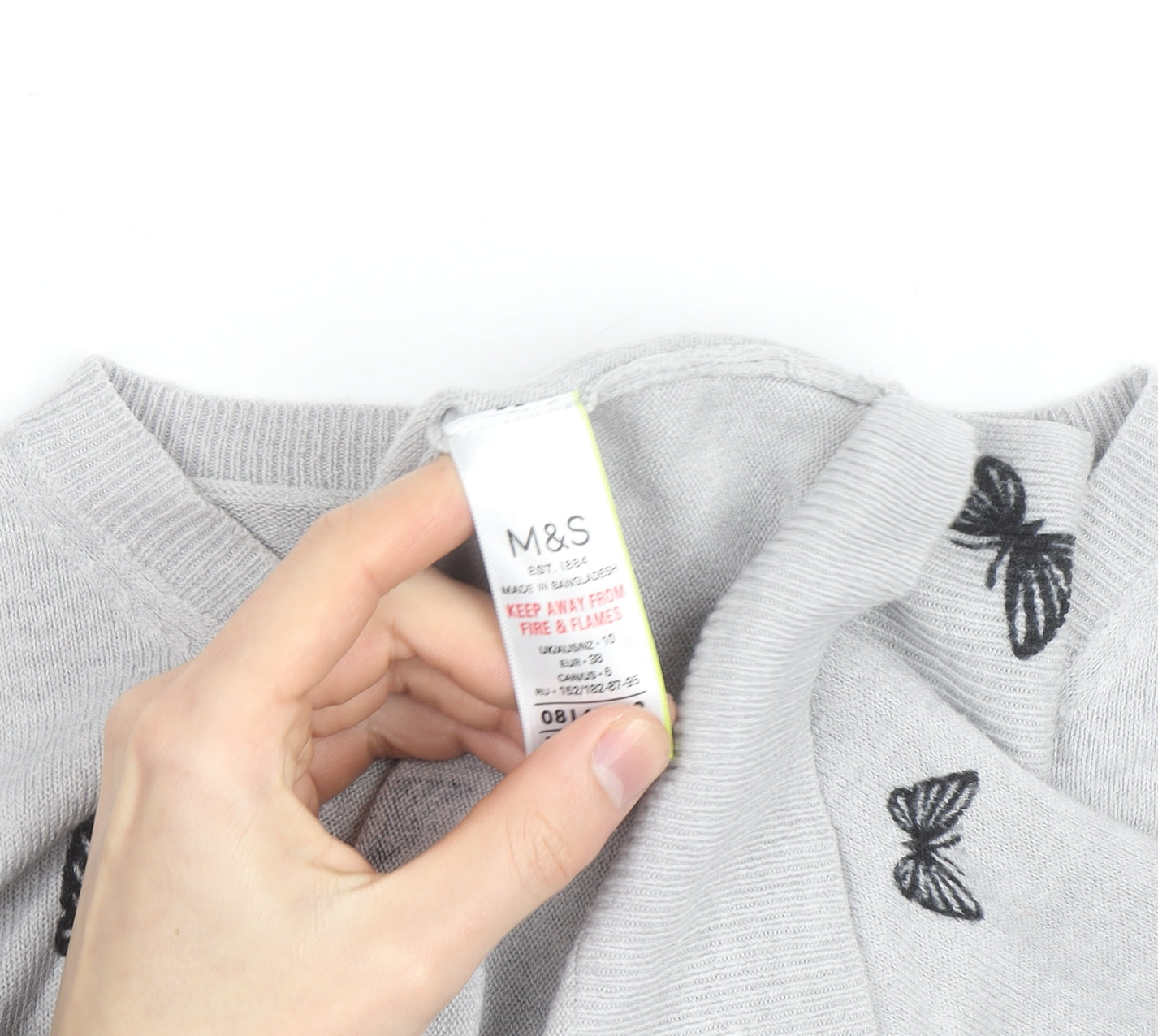 Marks and Spencer Women’s Grey Butterfly Knit Jumper Size 9
