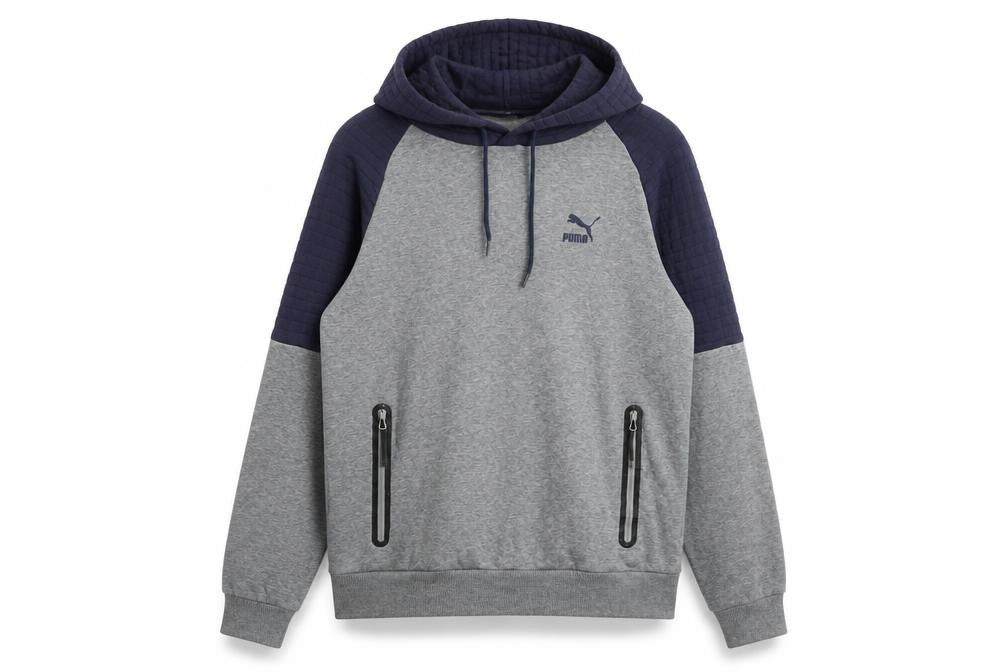 Puma Men's Grey Pullover Hoodie M Lightweight Logo Sportswear