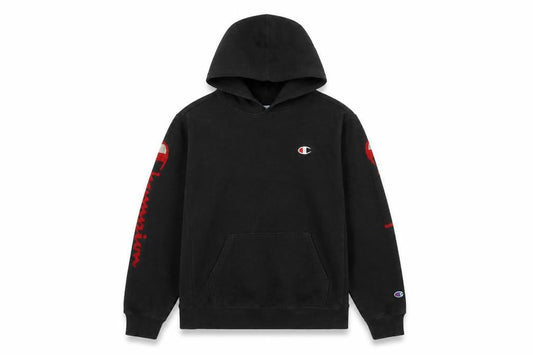 Champion Men's Black XL Pullover Hoodie with Logo Print