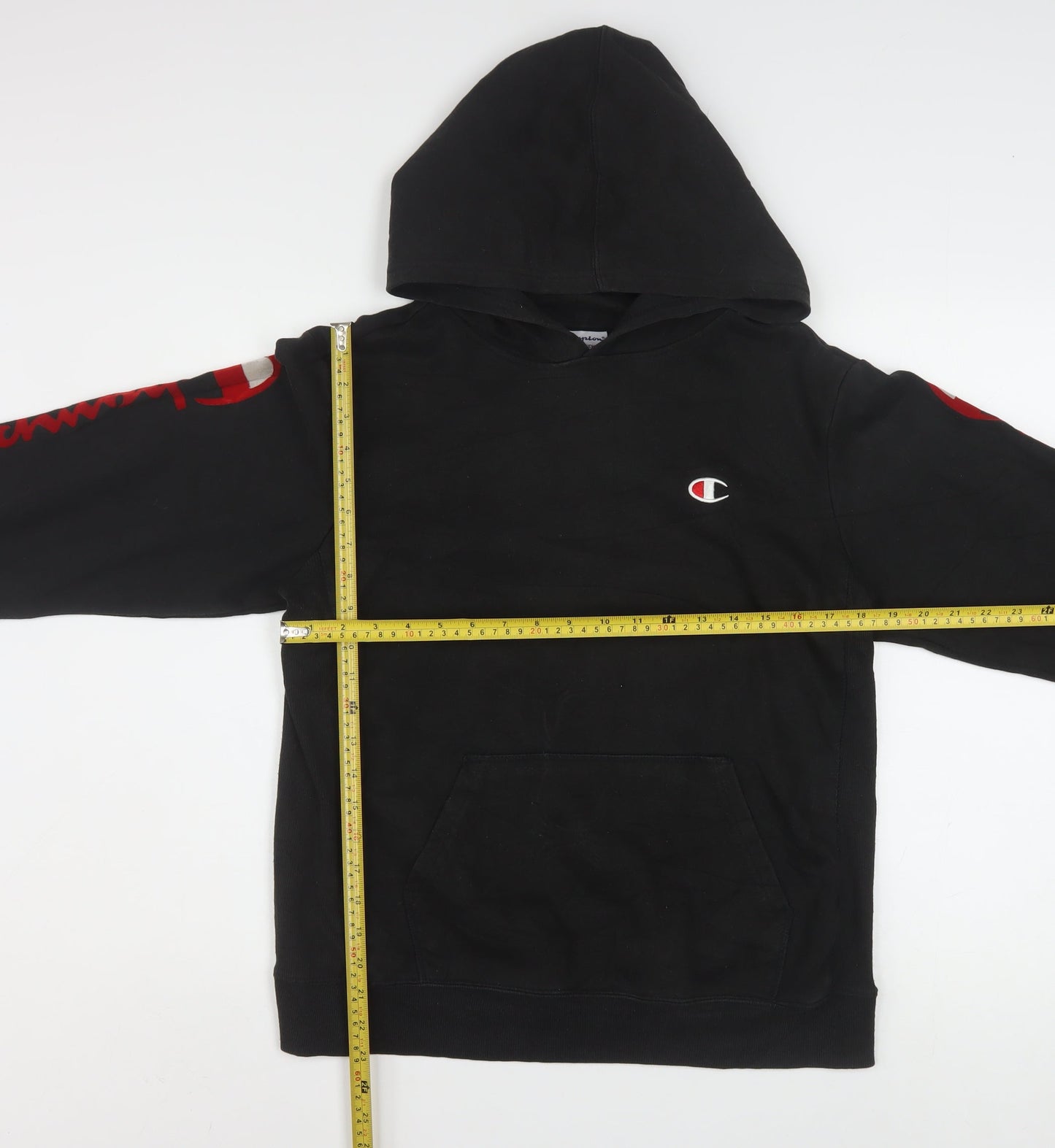 Champion Men's Black XL Pullover Hoodie with Logo Print